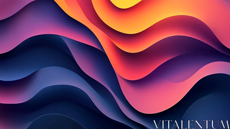 Glowing waves of color flow in soft layered abstract curves