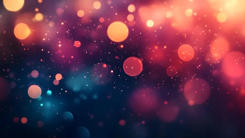Abstract bokeh lights in warm and cool tones, digital art style.
