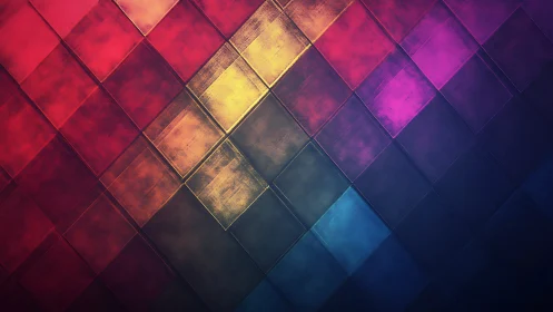 Color gradient tiles forming diagonal abstract grid pattern.