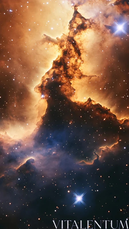 Golden star nursery rises in a glowing cosmic cloud