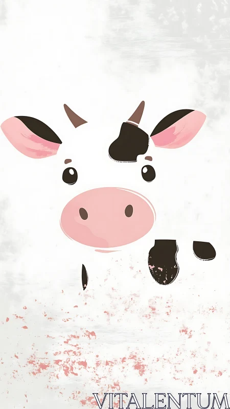 Curious cartoon cow peeks forward with soft gentle charm