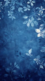 Soft blue foliage drifts across a tranquil textured background