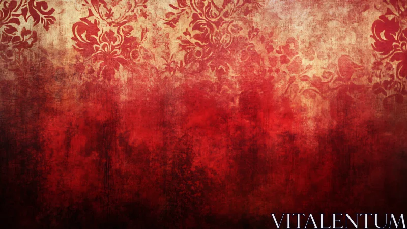 Red grunge floral wallpaper background texture design.