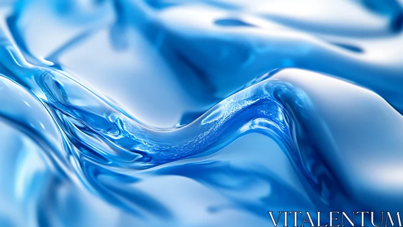Abstract blue liquid waves with glossy texture, modern style.