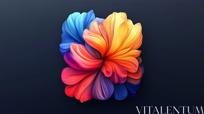 Vivid abstract flower twist in radiant gradient petals.