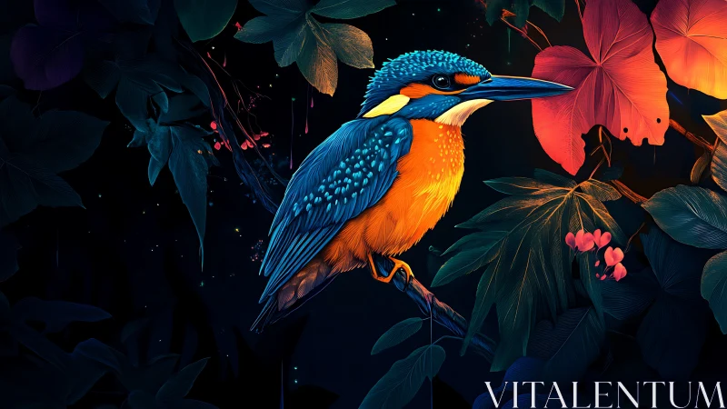 Electric Kingfisher Commands Its Luminous Jungle Sanctuary