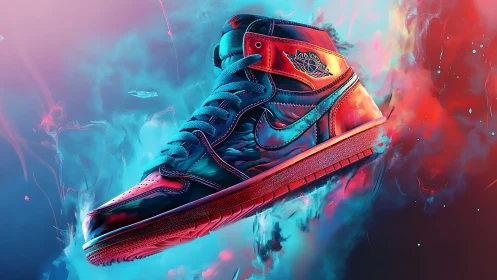 Electric neon sneaker bursts forward in bold glowing color