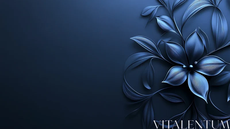 Metallic Blue Flowers on Dark Background