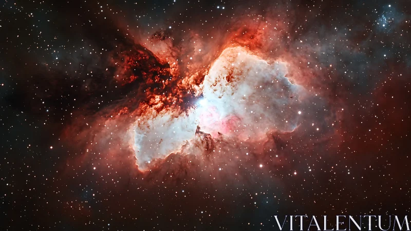 Stellar nebula cloud glows with ionized hydrogen fire