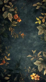 Midnight garden leaves frame a quiet teal canvas of calm