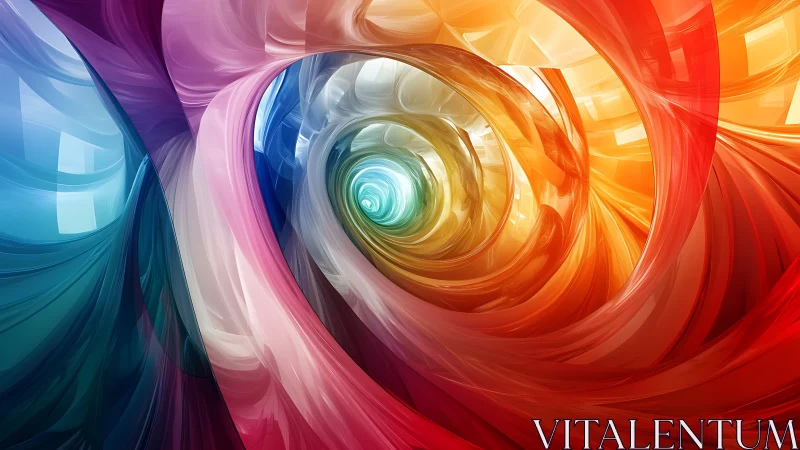 Chromatic vortex tunnel renders dynamic translucent ribbon forms