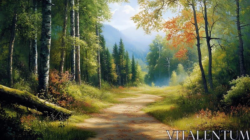 Tranquil Forest Path Through Seasons.