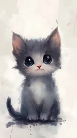 Ethereal Kitten Portrait: Digital Oil Painting Rendered with Soft Realism.