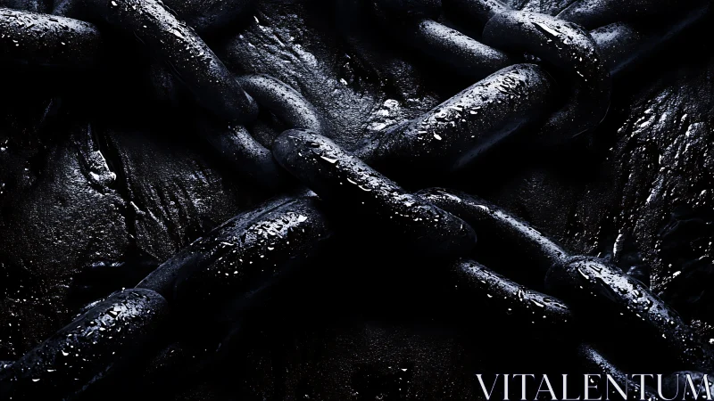 Midnight steel chains glisten and knot into shadowed tension