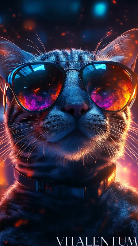 Cool Cat Rocking Neon Sunglasses with Glowing Style