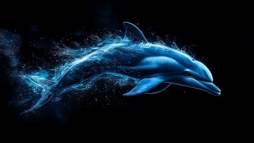 Luminescent blue dolphin formed from liquid energy arcs