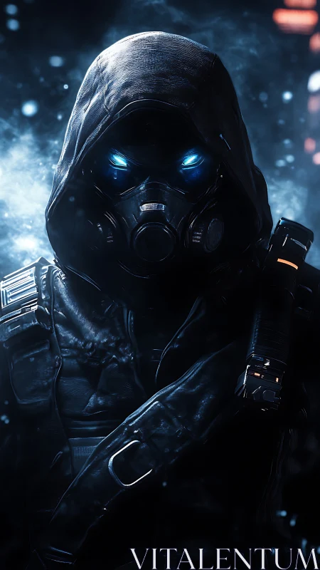 Midnight rogue in a neon blizzard of blue-eyed shadow.