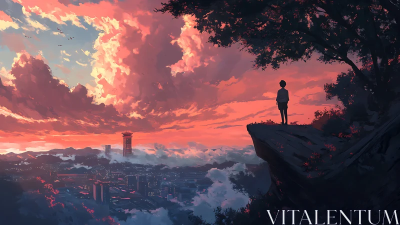 Sunset city dreams from a quiet cliffside lookout.