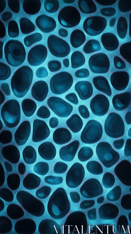 Organic teal cell clusters in fluid abstract patterning.