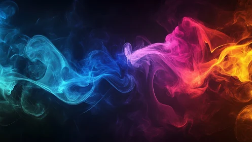 Colorful energy wisps flow across a dark atmospheric void