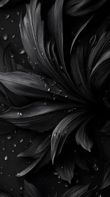 Midnight petals curl outward while raindrops quietly orbit