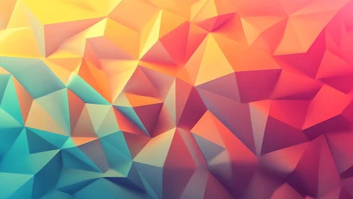 Polygonal gradient surface with faceted geometric planes.