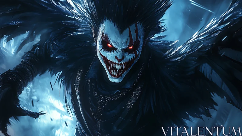 Winged demon lunges forward with glowing red eyes.