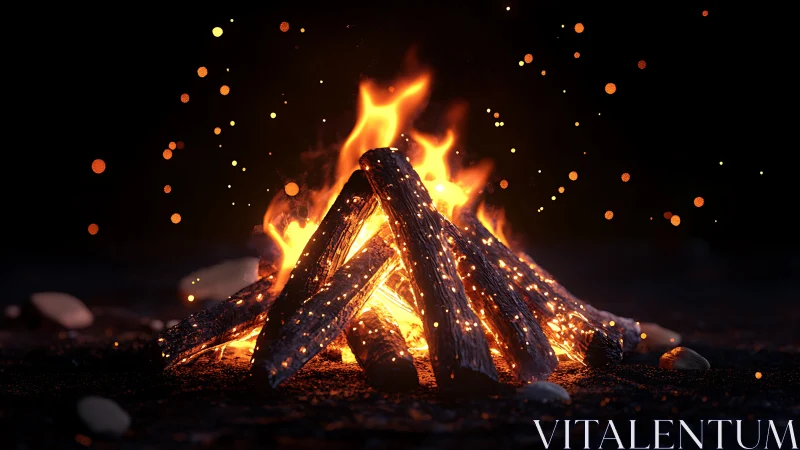 Luminous Campfire with Dynamic Particle Emission and Volumetric Lighting