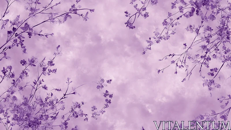 Lavender branches quietly choreograph a floating floral frame