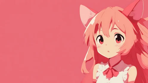 Blush toned fox girl gazes softly through a rosy daydream.