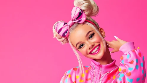 Playful Spirit Radiates Joy in Vibrant Pink Style.