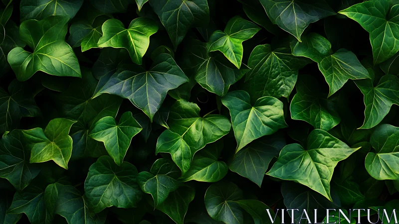 Lush ivy leaves overlap in a rich, immersive green tapestry