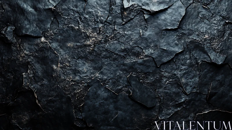 Dark layered rock texture with cracked slate surfaces.