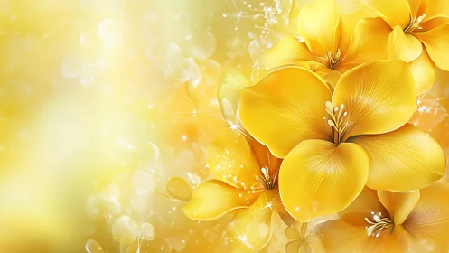 Golden Flowers Bloom in Luminous Glow.