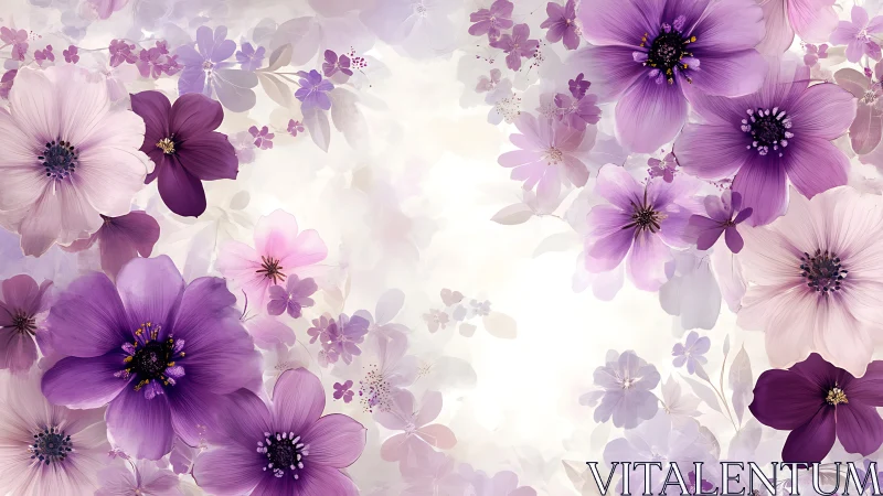 Purple flowers layered with varied opacity creating depth