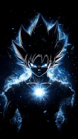 Celestial energy warrior silhouette with radiant core aura