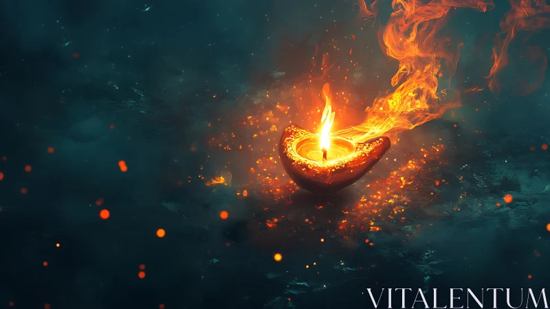 Ethereal Flame: Celestial Fire Dancing Above Molten Sanctuary.