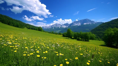 Wildflower meadow leans into sky while mountains stand guard