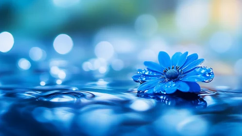 Blue petal dream drifts over liquid light and gentle bokeh.