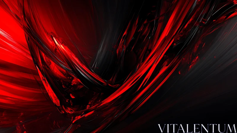 Dynamic abstract red and black digital art with sweeping lines.