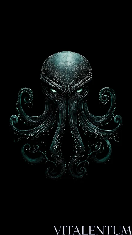 Eldritch cephalopod skull with glowing abyssal eyes.