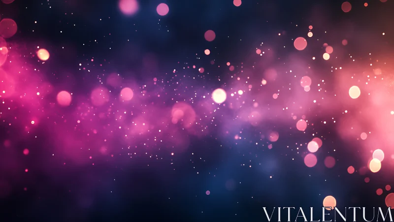 Pink and blue bokeh light field stretches across dark frame