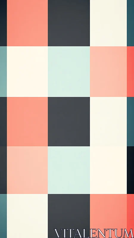 Geometric grid layout with pastel coral, teal and neutral blocks