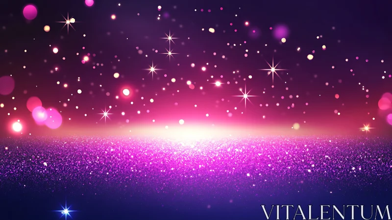 Glowing pink stardust horizon with dreamy sparkling lights.