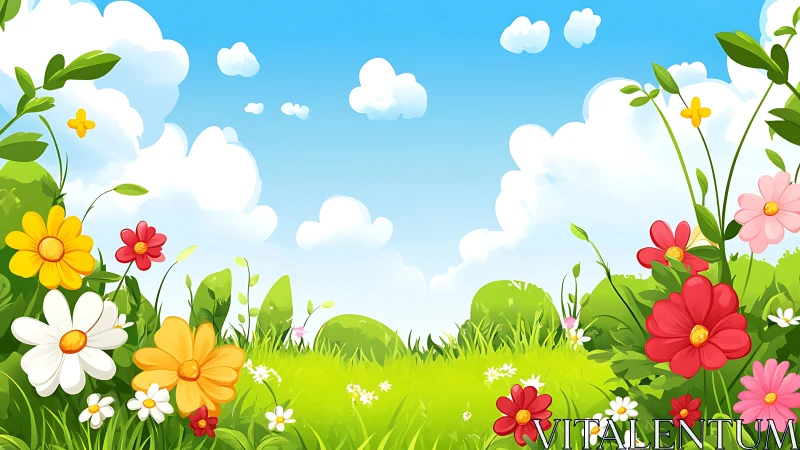 Blooming Spring Garden Meadow.