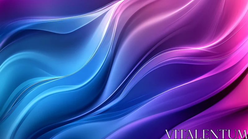 Iridescent waveforms in cyan magenta gradient digital stream.