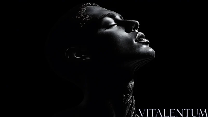 Luminous profile in shadow celebrating quiet inner strength.