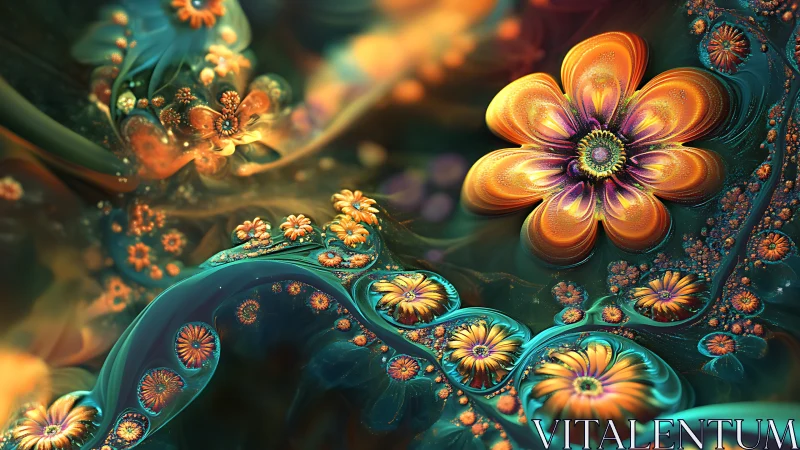 Vibrant fractal flowers bloom in luminous cosmic waves