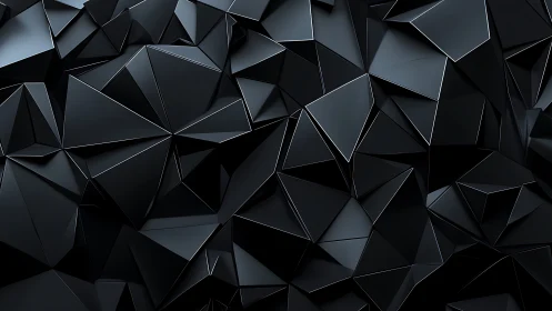 Black geometric polygonal surface with angular facets.