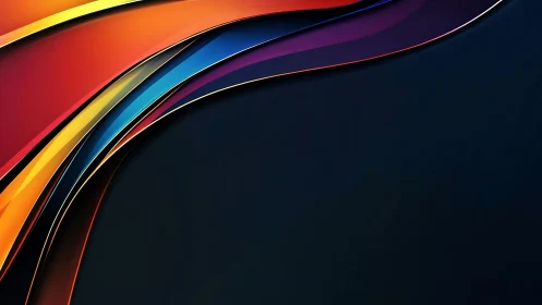 Curved multicolored bands intersect over a dark gradient field